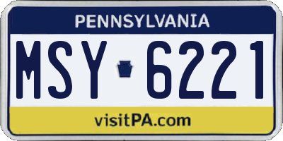 PA license plate MSY6221