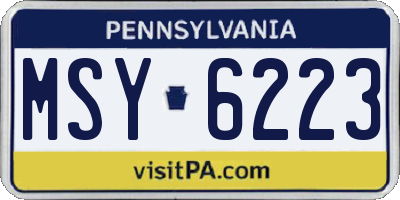 PA license plate MSY6223