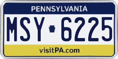 PA license plate MSY6225