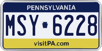 PA license plate MSY6228