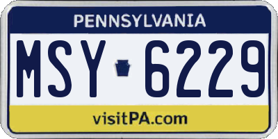 PA license plate MSY6229