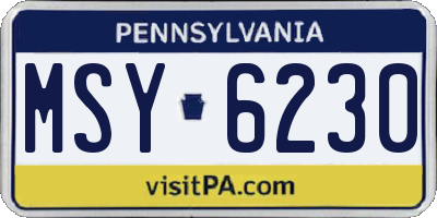 PA license plate MSY6230