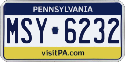 PA license plate MSY6232