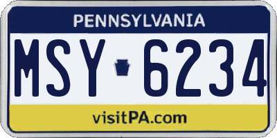 PA license plate MSY6234