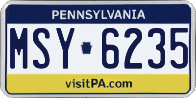 PA license plate MSY6235