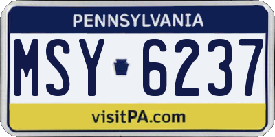 PA license plate MSY6237