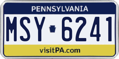 PA license plate MSY6241