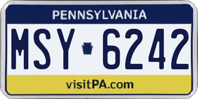 PA license plate MSY6242