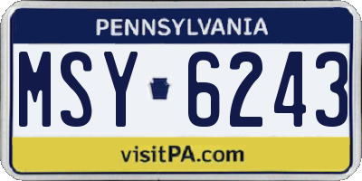 PA license plate MSY6243