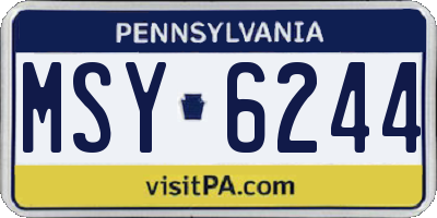PA license plate MSY6244