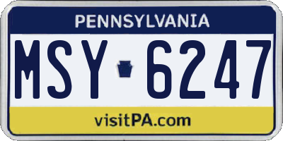 PA license plate MSY6247