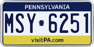 PA license plate MSY6251