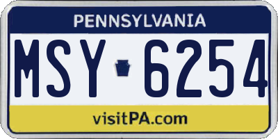 PA license plate MSY6254