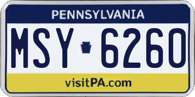 PA license plate MSY6260