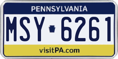 PA license plate MSY6261