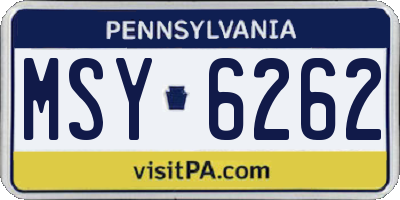 PA license plate MSY6262
