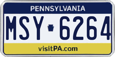 PA license plate MSY6264
