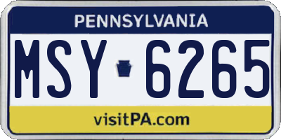 PA license plate MSY6265