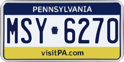 PA license plate MSY6270