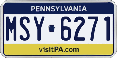 PA license plate MSY6271