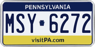 PA license plate MSY6272