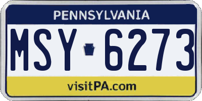 PA license plate MSY6273