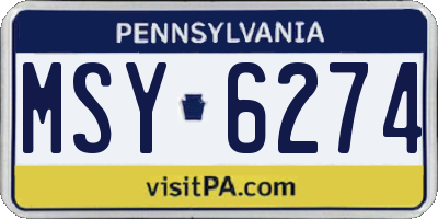 PA license plate MSY6274