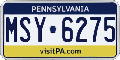 PA license plate MSY6275