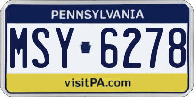 PA license plate MSY6278