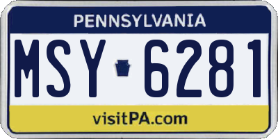 PA license plate MSY6281