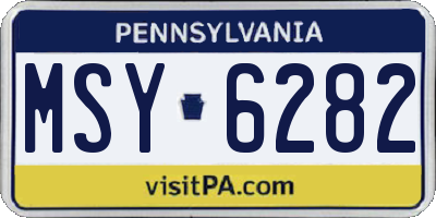 PA license plate MSY6282