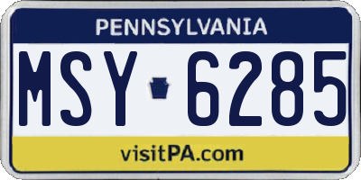 PA license plate MSY6285