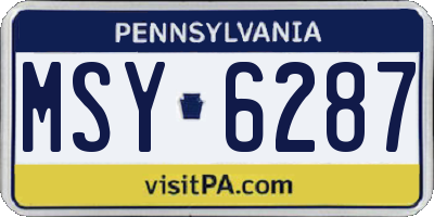 PA license plate MSY6287