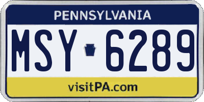 PA license plate MSY6289