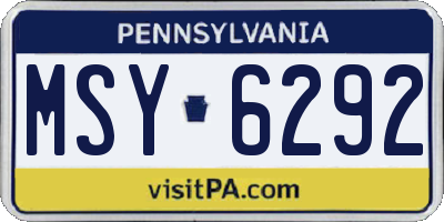 PA license plate MSY6292