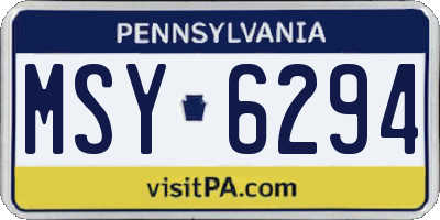 PA license plate MSY6294