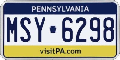 PA license plate MSY6298