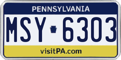 PA license plate MSY6303