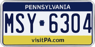 PA license plate MSY6304