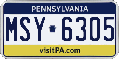 PA license plate MSY6305