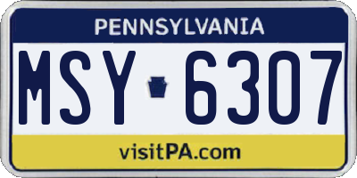 PA license plate MSY6307