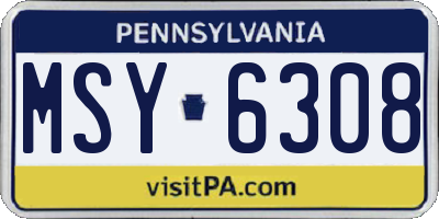 PA license plate MSY6308