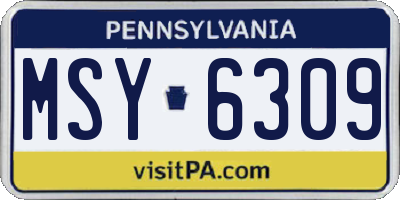 PA license plate MSY6309