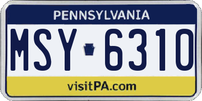 PA license plate MSY6310
