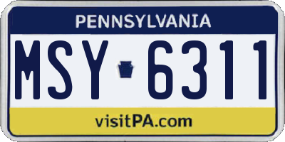 PA license plate MSY6311