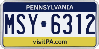 PA license plate MSY6312