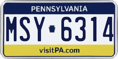 PA license plate MSY6314