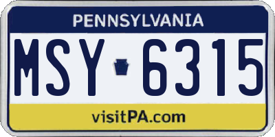 PA license plate MSY6315
