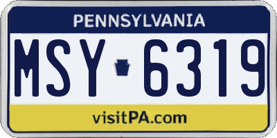 PA license plate MSY6319