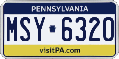 PA license plate MSY6320